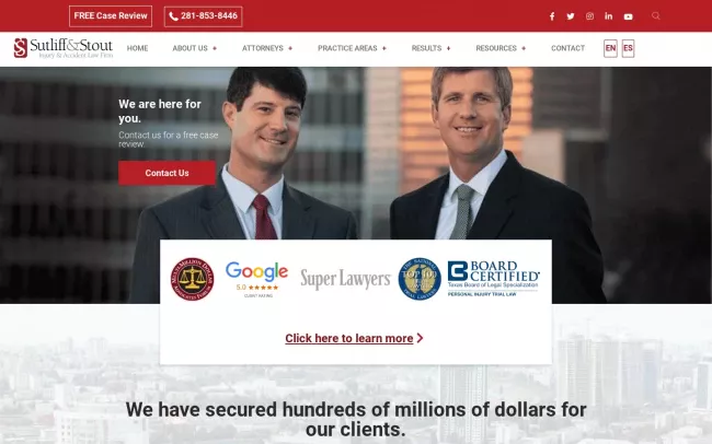 Screenshot of the Sutliff & Stout Website