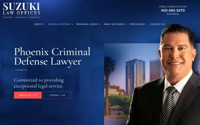 Screenshot of the Suzuki Law Offices, L.L.C. Website