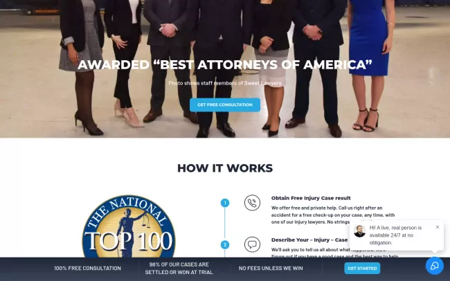 Screenshot of the Sweet Lawyers, LLP Website