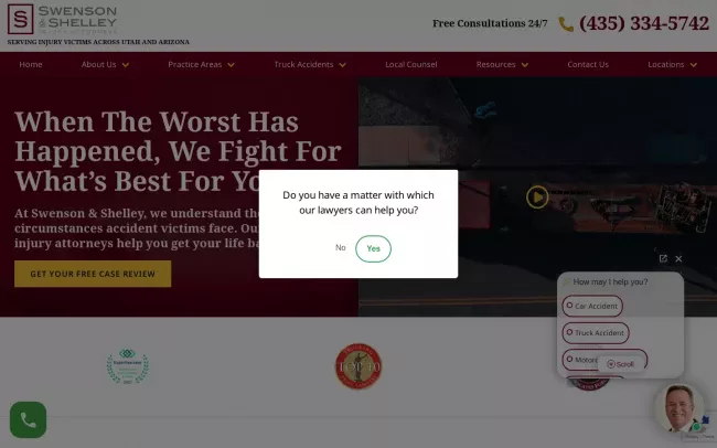 Screenshot of the Swenson & Shelley PLLC Website