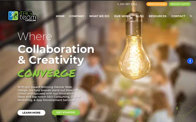 Screenshot of the Tag Team Design - Denver Web Design & SEO Website