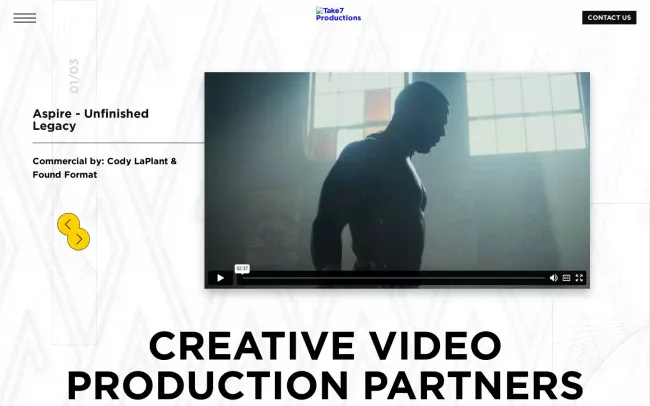 Screenshot of the Take7 Productions Website