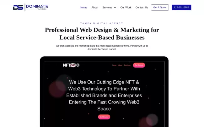 Screenshot of the Dominate Solutions - Tampa Web Design and SEO Website
