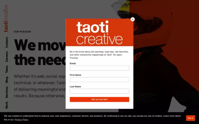 Screenshot of the Taoti Creative Website