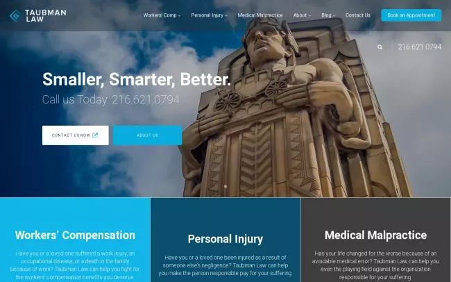 Screenshot of the Taubman Law Website