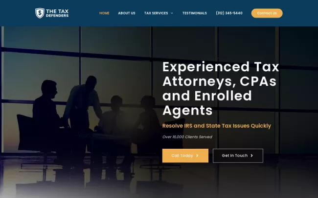 Screenshot of the The Tax Defenders Website