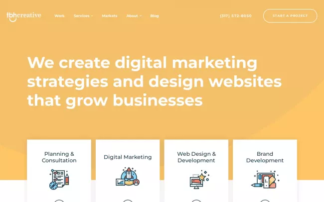Screenshot of the TBH Creative Website