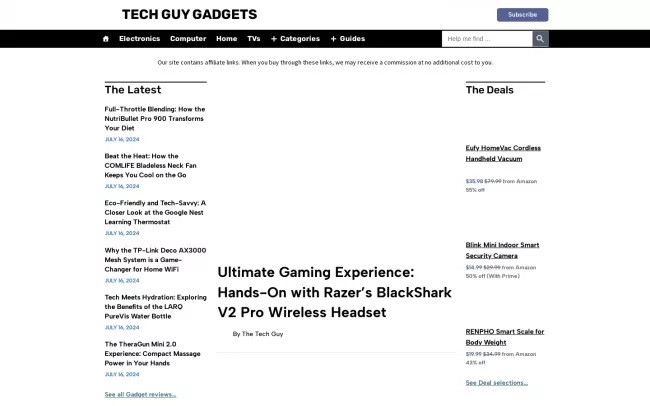 Screenshot of the Tech Guy Gadgets Blog
