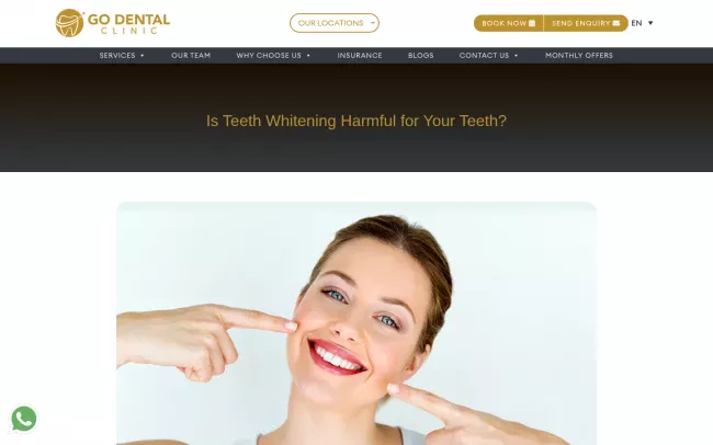 Screenshot of the Is Teeth Whitening Harmful for Your Teeth? Blog
