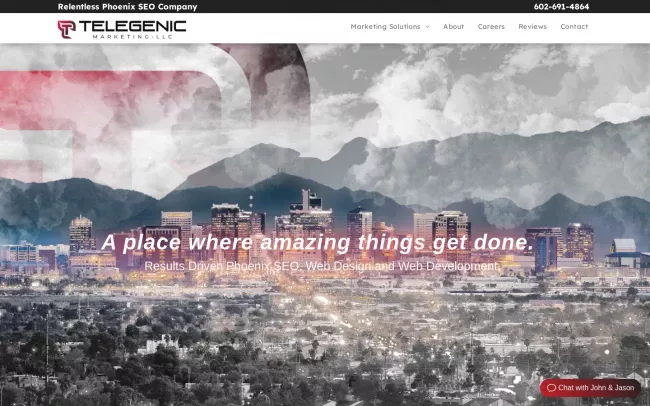 Screenshot of the Telegenic Marketing LLC Website