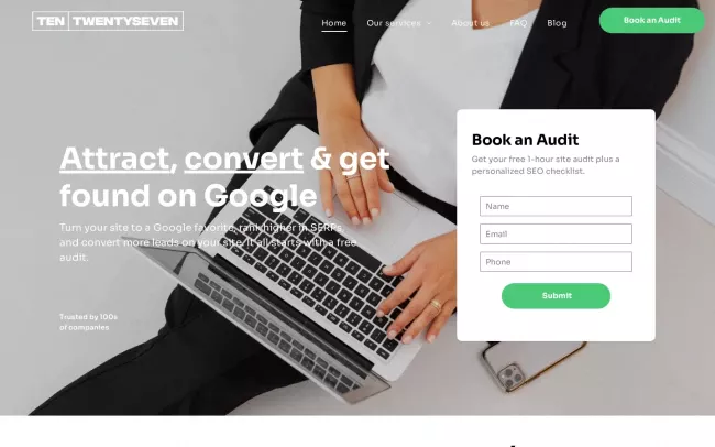 Screenshot of the Ten Twentyseven Website