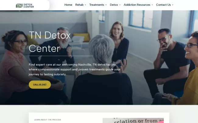 Screenshot of the Tennessee Detox Center Website