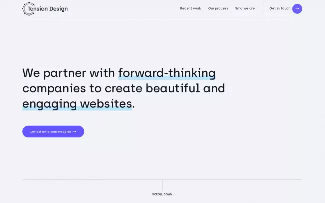 Screenshot of the Tension Design Website
