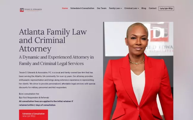 Screenshot of the Tessie D. Edwards & Associates Website