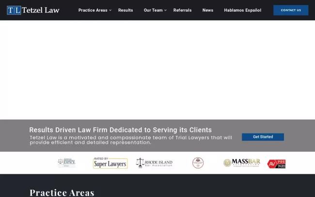 Screenshot of the Tetzel Law Website