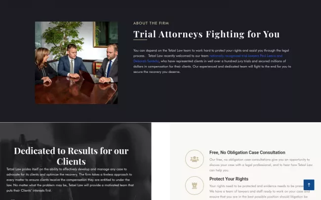 Screenshot of the Tetzel Law Website