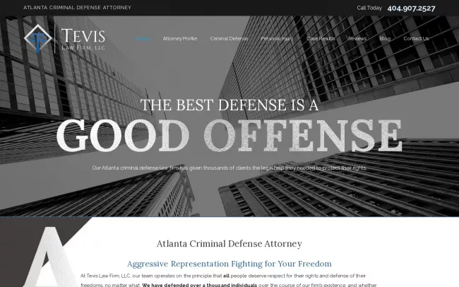 Screenshot of the Tevis Law Firm, LLC. Website