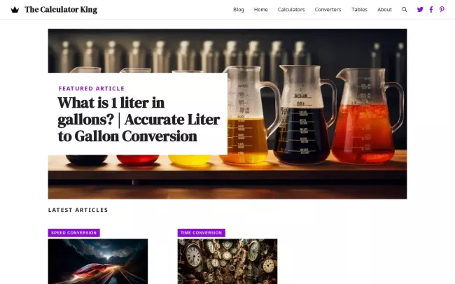 Screenshot of the TheCalculatorKing Blog