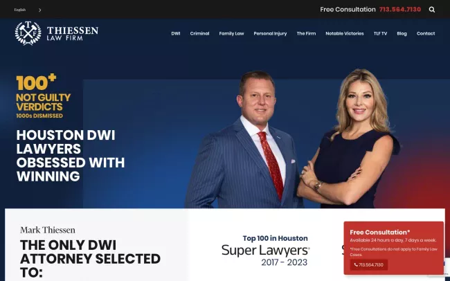 Screenshot of the Thiessen Law Firm Website
