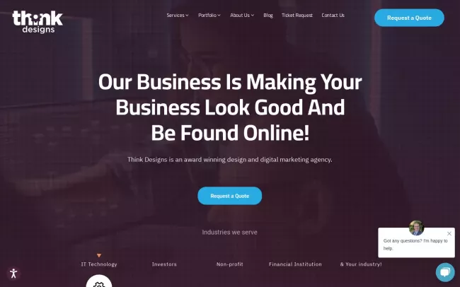 Screenshot of the Think Designs, LLC Website