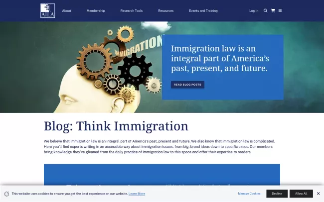 Screenshot of the AILA Immigration Blog