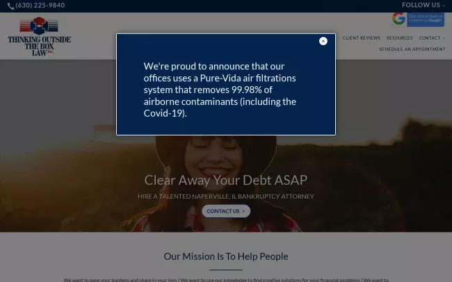 Screenshot of the Thinking Outside the Box Law Website