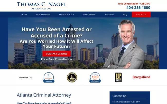 Screenshot of the Thomas C. Nagel Attorney at Law Website