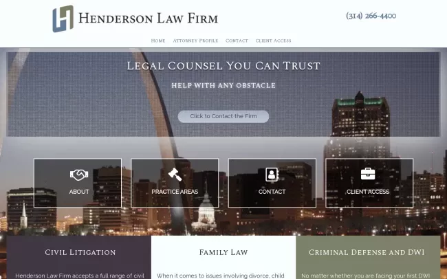 Screenshot of the Thomas J. Henderson, Attorney at Law Website