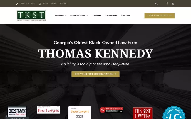 Screenshot of the Thomas Kennedy Sampson & Tompkins LLP Website