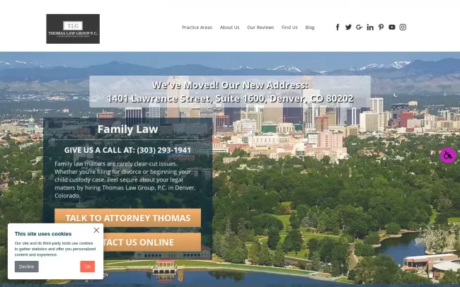 Screenshot of the Thomas Law Group, PC Website