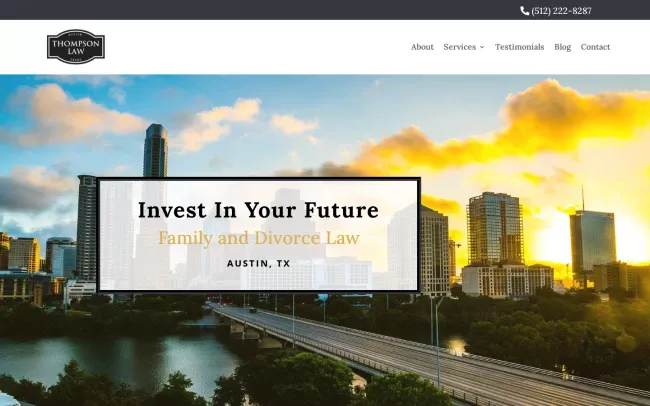 Screenshot of the Thompson Law Website