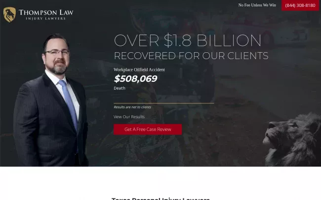 Screenshot of the Thompson Law Website
