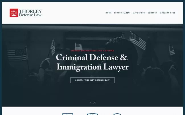 Screenshot of the Thorley Defense Law Website