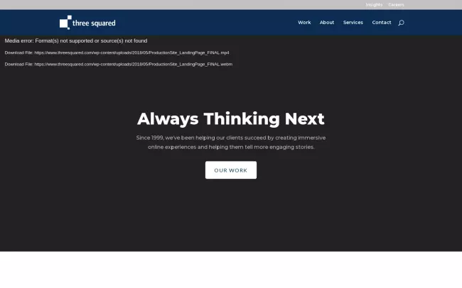 Screenshot of the three squared Inc Website