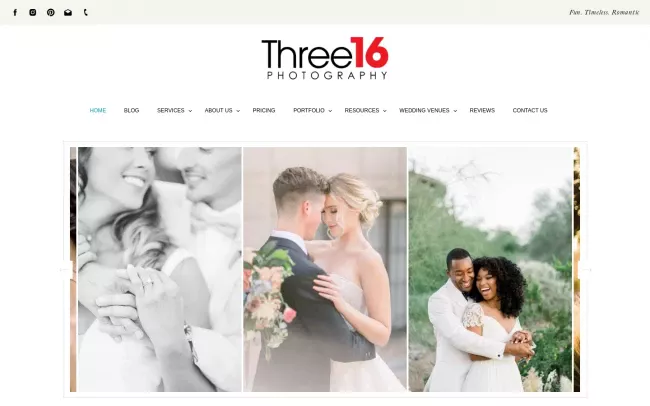 Screenshot of the Three16 Photography Website