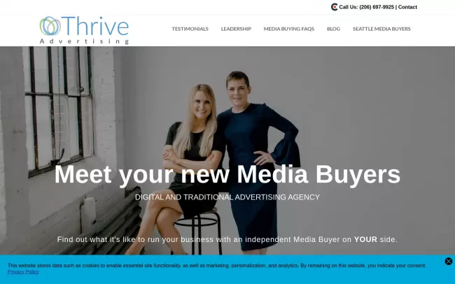 Screenshot of the Thrive Advertising Website