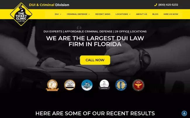 Screenshot of the The Ticket Clinic Website
