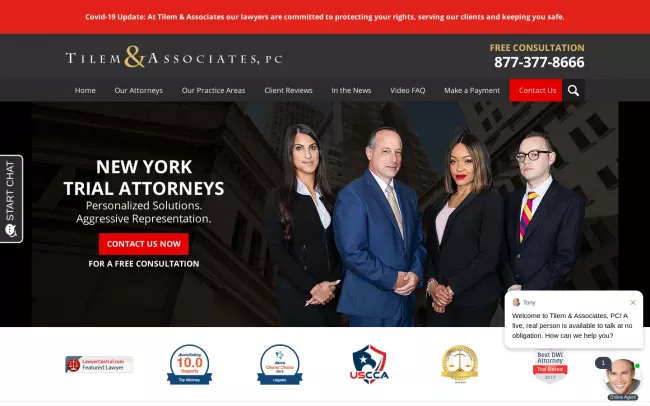 Screenshot of the Tilem & Associates, PC Website