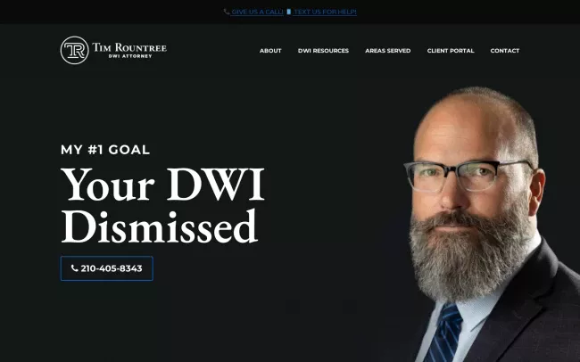 Screenshot of the Tim Rountree - San Antonio DWI Attorney Website