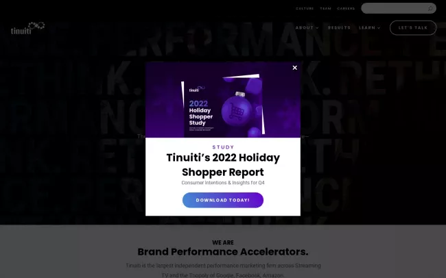Screenshot of the Tinuiti Website