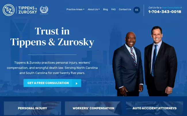 Screenshot of the Tippens and Zurosky, L.L.P. Website