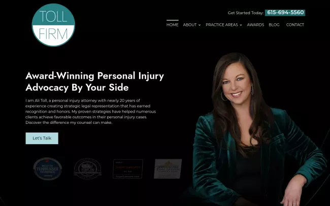 Screenshot of the The Toll Firm Website