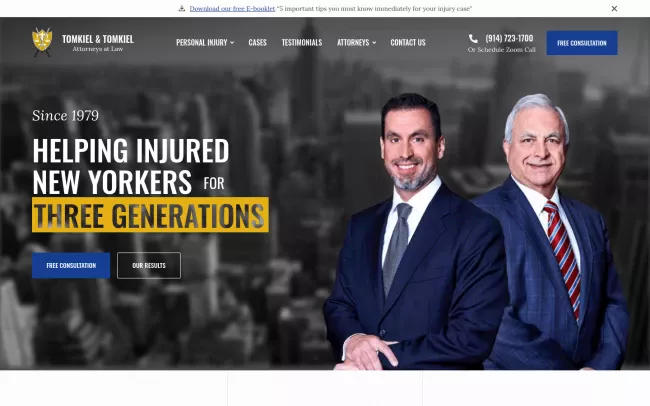 Screenshot of the Tomkiel & Tomkiel Website