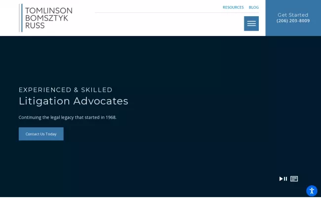 Screenshot of the Tomlinson Bomsztyk Russ Website