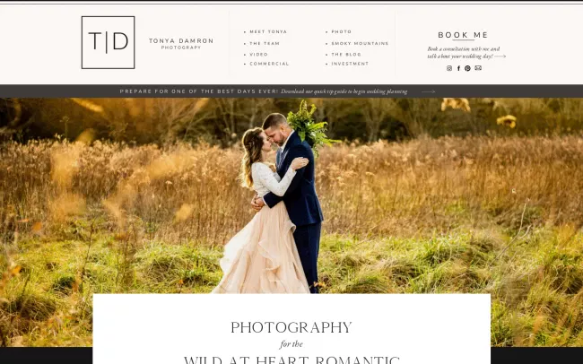 Screenshot of the Tonya Damron Photography Website
