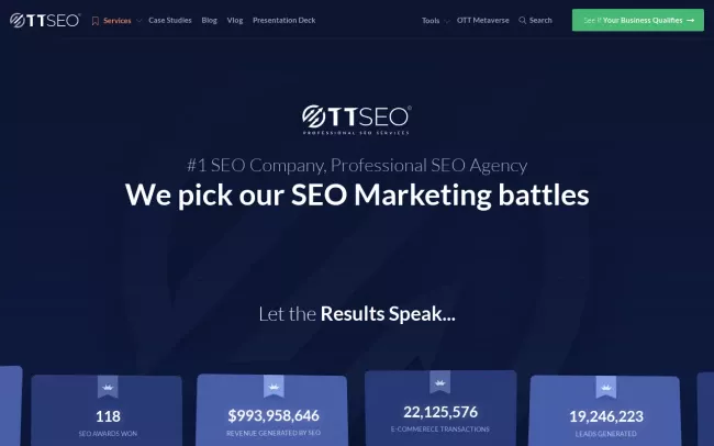 Screenshot of the Over The Top SEO Website