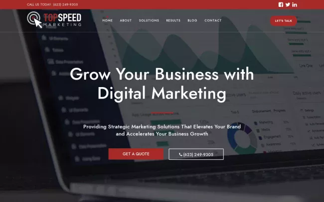 Screenshot of the Top Speed Marketing Website