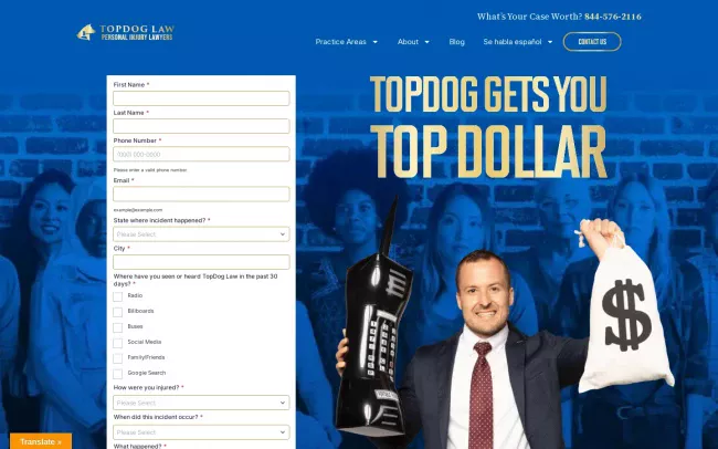 Screenshot of the TopDog Law Website