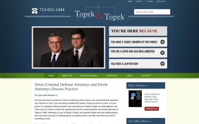 Screenshot of the Topek and Topek Website