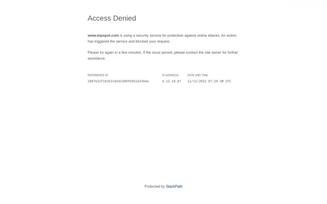Screenshot of the TopSpot Website